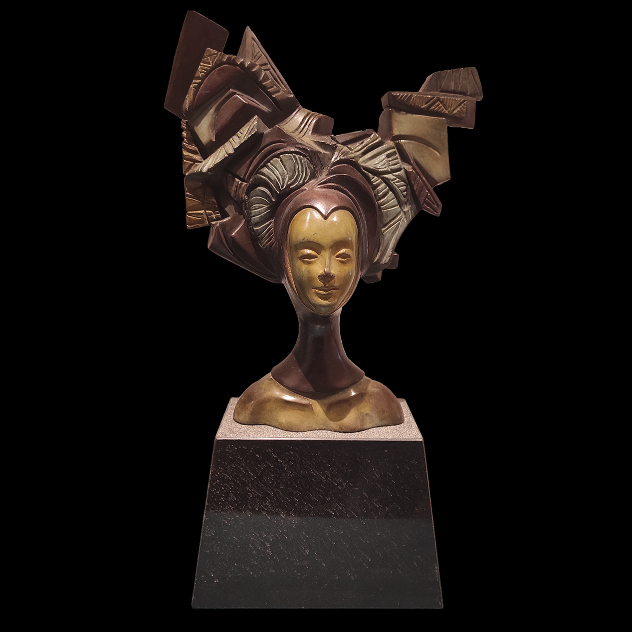 Cabeza mujer bronce